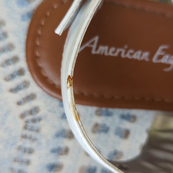 American Eagle Strappy Stud Thong Summer Sandals 8 White Silver - Picture 8 of 16